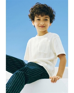 Футболка из хлопка ажурной вязки, белый H&m