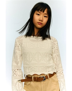 Укороченная рубашка ажурной вязки, белый H&m