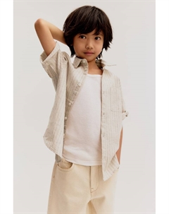 Рубашка с короткими рукавами из льняной смеси, мультиколор H&m