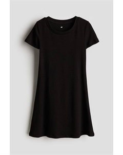 Платье из джерси с короткими рукавами, черный H&m
