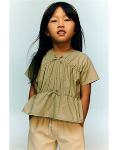 Блузка с баской из хлопка, зеленый H&m