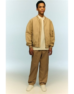 Повседневные брюки из хлопчатобумажной саржи, бежевый H&m