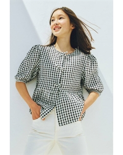 Блузка с баской из хлопчатобумажной ткани сирсакер, мультиколор H&m