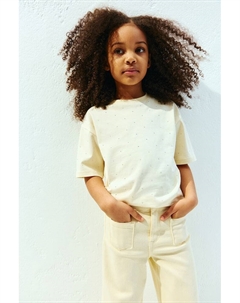 Футболка с отделкой стразами, желтый H&m