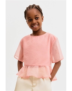 Шифоновая рубашка с баской, розовый H&m