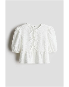 Блузка с баской из хлопчатобумажной ткани сирсакер, белый H&m