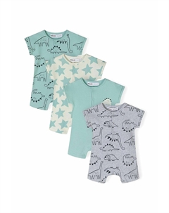 Комбинезон 4 PACK SHORT SLEEVE ROMPERS , мята Minoti