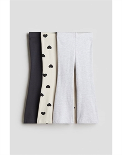 Комплект из 3 расклешенных хлопковых леггинсов, мультиколор H&m