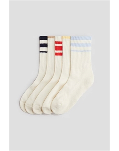 Упаковка из 5 пар махровых носков в рубчик, бежевый H&m