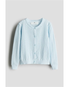 Хлопковый кардиган ажурной вязки, голубой H&m