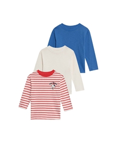 Футболка с длинным рукавом 3PK APPLE STRIPE/PLAINS, красный Marks & spencer