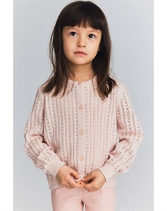 Хлопковый кардиган ажурной вязки, розовый H&m