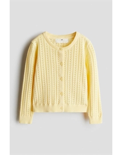Хлопковый кардиган ажурной вязки, желтый H&m