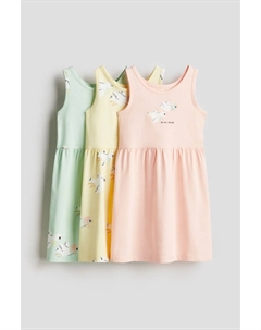 Упаковка из 3 платьев из хлопка с принтом, мультиколор H&m