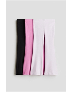 Комплект из 3 расклешенных хлопковых леггинсов, мультиколор H&m