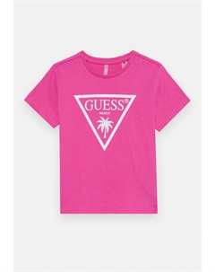 Футболка с принтом JUNIOR CROP MINIME, фуксия Guess