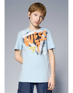 Футболка с принтом JUNIOR, светло-голубой Guess