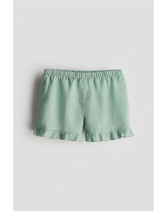 Льняные шорты с воланами, бирюзовый H&m