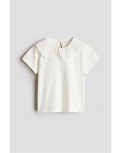 Рубашка с вышивкой ришелье на воротнике, бежевый H&m