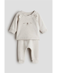 Комплект из 2-х хлопковых свитшотов, бежевый H&m