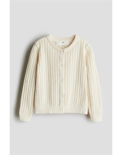 Хлопковый кардиган ажурной вязки, бежевый H&m