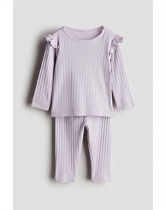 Пижама из хлопка с принтом, фиолетовый H&m