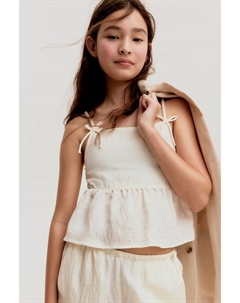 Топ с баской и декоративными бантами, бежевый H&m