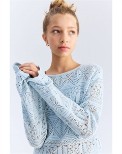 Укороченная рубашка ажурной вязки, синий H&m