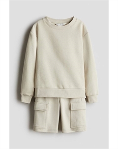 Костюм-Двойка с толстовкой и шортами, бежевый H&m