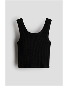 Топ из трикотажной ткани в рубчик, черный H&m