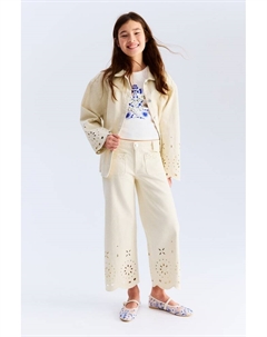 Джинсы длиной до щиколотки с английской вышивкой, бежевый H&m