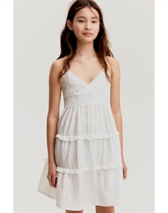 Платье присборенное с воланами, белый H&m