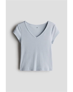 Рубашка из хлопкового джерси в рубчик, синий H&m