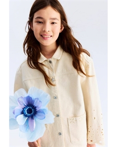 Джинсовая куртка с английской вышивкой, бежевый H&m