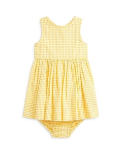 Платье и шаровары из ткани сирсакер в клеточку для девочек - для малышей, желтый Ralph lauren