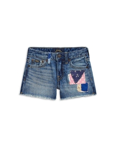 Шорты из рваного хлопкового денима для девочек - Little Kid, синий Ralph lauren