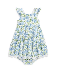 Платье и шаровары из хлопковой сетки с цветочным принтом для девочек - для малышей, синий Ralph lauren