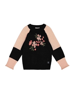 Вязаный свитер для девочек в стиле колор-блок - Little Kid, синий Deux par deux