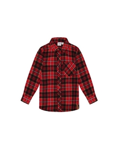 Рубашка из фланели с длинным рукавом на пуговицах для мальчиков, в клетку, черная и красная - для малышей, красный Deux par deux