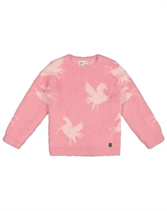 Жаккардовый свитер с изображением единорога для девочек - Little Kid, розовый Deux par deux