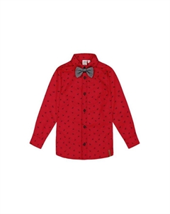 Поплиновая рубашка с принтом оленя и галстуком-бабочкой - для малышей, красный Deux par deux
