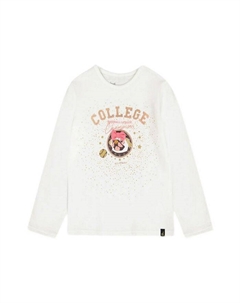 Футболка для девочек из органического хлопка с принтом - Big Kid, слоновая кость/кремовый Deux par deux