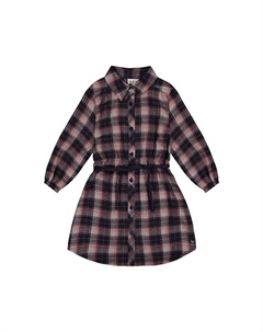 Платье-рубашка из фланели для маленьких девочек с поясом - Little Kid, синий Deux par deux