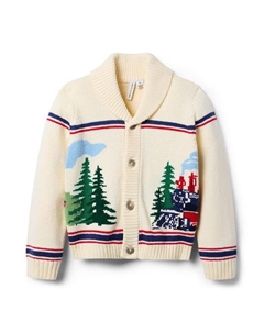 Уютный кардиган с поездом для мальчиков - для малышей, маленьких детей, больших детей, белый Janie and jack