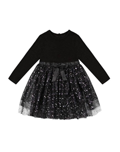 Платье для девочек из двух материалов с блестящей юбкой из тюля - Little Kid, синий Deux par deux