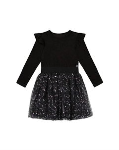 Платье для девочек с длинными рукавами и блестящей юбкой из тюля - Little Kid, синий Deux par deux