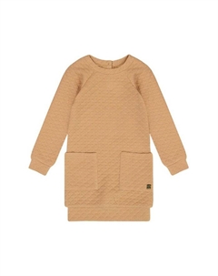 Блестящее стеганое платье с длинными рукавами и карманом для девочек, золотисто-коричневое - Little Kid, коричневый Deux par deux