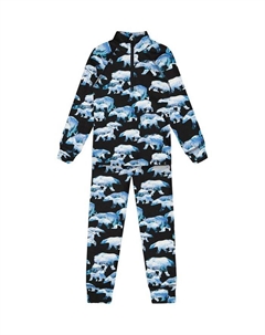 Комплект термобелья из двух частей с принтом белых медведей для мальчиков - Little Kid, черный Deux par deux