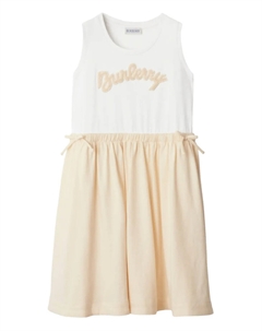 Платье из хлопка с логотипом Kids, белый Burberry