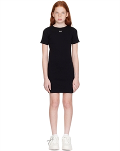 Детское черное платье в рубчик с принтом «Off» Off-white